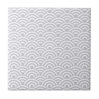 Azulejo De Cerámica Modelo de onda japonés del blanco gris
