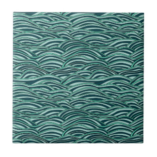 Azulejo De Cerámica Modelo de ondas verde y azul. Textura del mar
