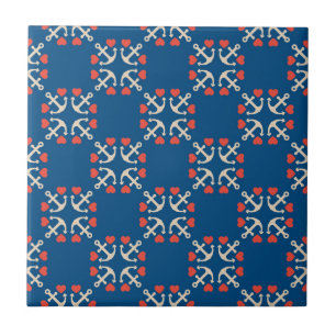 Azulejo De Cerámica Modelo del ancla y del corazón
