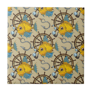 Azulejo De Cerámica Modelo del capitán de mar pescado