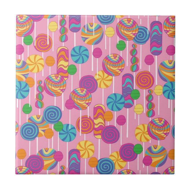 Azulejo De Cerámica Modelo del caramelo de los Lollipops (Frente)