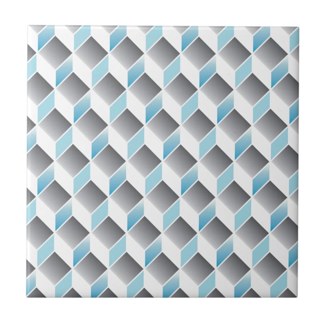 Azulejo De Cerámica modelo del cubo 3d - diseño geométrico - (Frente)