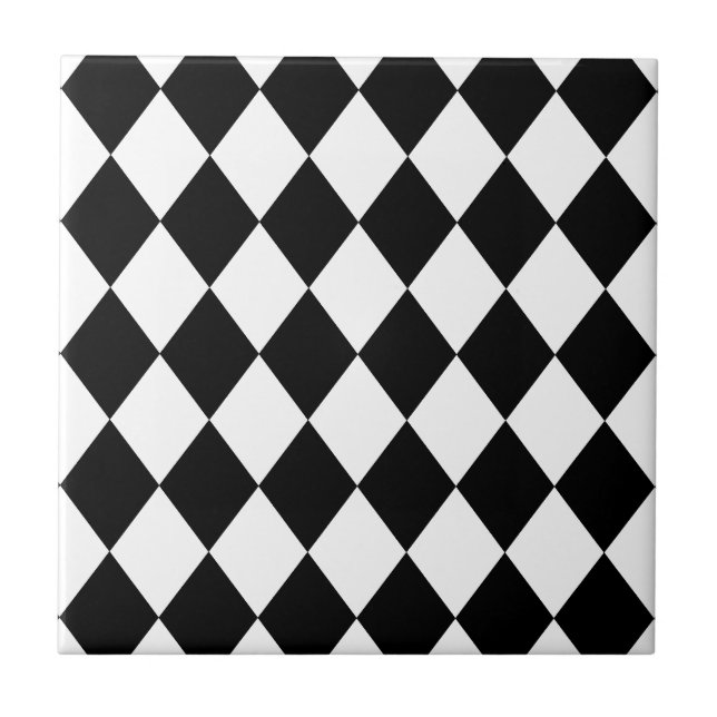 Azulejo De Cerámica MODELO del DIAMANTE en ~ NEGRO (Frente)