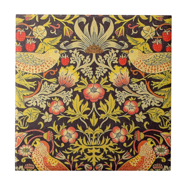 Azulejo De Cerámica Modelo del ladrón de la fresa de William Morris (Frente)