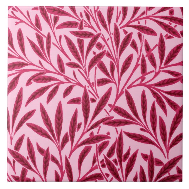 Azulejo De Cerámica Modelo del sauce de William Morris, mandarina (Frente)