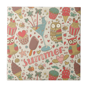 Azulejo De Cerámica Modelo del verano con helado