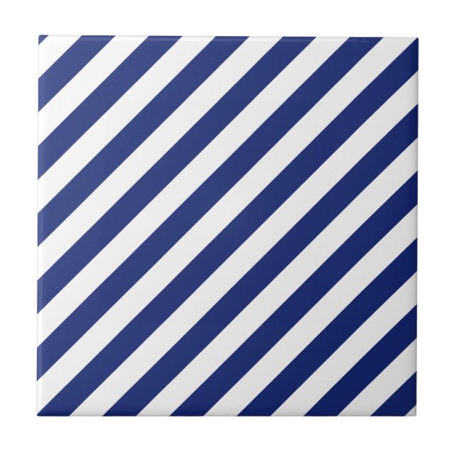 Azulejo De Cerámica Modelo diagonal del azul marino y blanco de las (Frente)