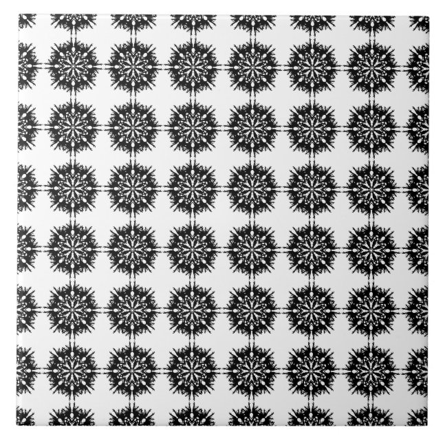 Azulejo De Cerámica Modelo elegante. Blanco y negro. (Frente)