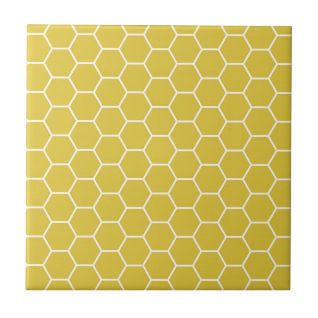 Azulejo De Cerámica Modelo geométrico amarillo de moda del hexágono (Frente)