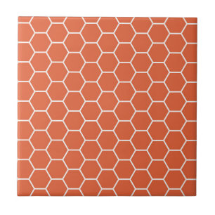 Azulejo De Cerámica Modelo geométrico anaranjado brillante del