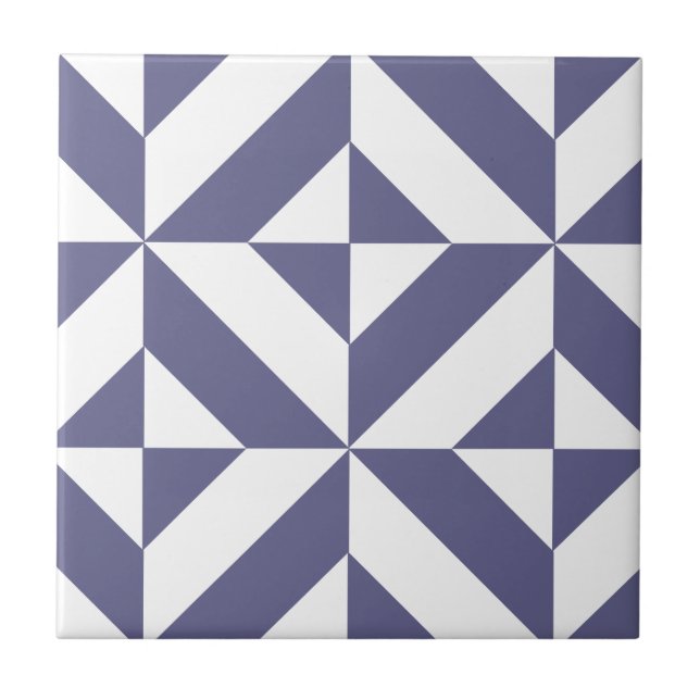 Azulejo De Cerámica Modelo geométrico azul de medianoche del cubo de (Frente)