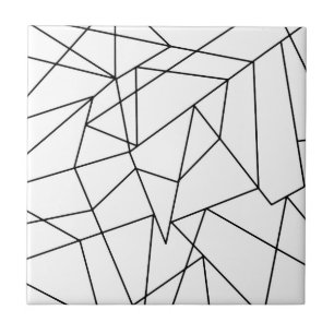 Azulejo De Cerámica Modelo geométrico blanco y negro moderno simple