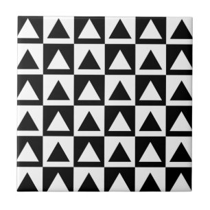 Azulejo De Cerámica Modelo geométrico de la forma del triángulo blanco
