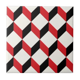 Azulejo De Cerámica Modelo geométrico del cubo 3d - diseño retro