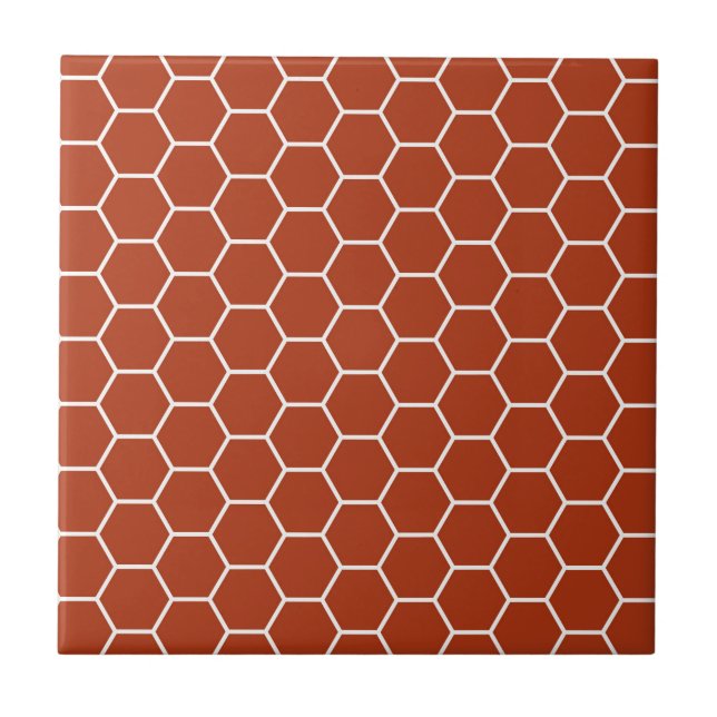 Azulejo De Cerámica Modelo geométrico del panal del rojo de ladrillo (Frente)