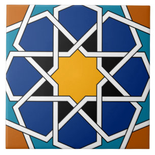 Azulejo De Cerámica Modelo geométrico español marroquí Brown azul