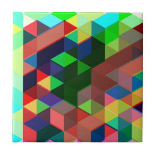 Azulejo De Cerámica Modelo geométrico intrépido del cubo