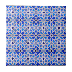 Azulejo De Cerámica Modelo geométrico marroquí azul