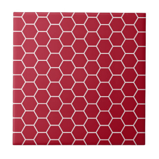 Azulejo De Cerámica Modelo geométrico rojo brillante del hexágono del