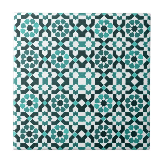 Azulejo De Cerámica Modelo marroquí de la turquesa (Frente)