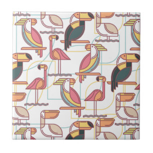 Azulejo De Cerámica Modelo moderno con los pájaros tropicales