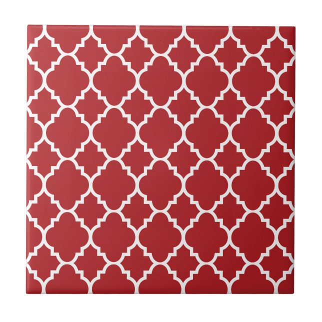 Azulejo De Cerámica Modelo rojo del marroquí de Quatrefoil (Frente)