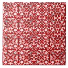 Azulejo De Cerámica Modelo, rojo y blanco medievales del damasco