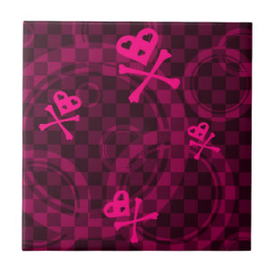 Azulejo De Cerámica Modelo rosado de Emo con los círculos