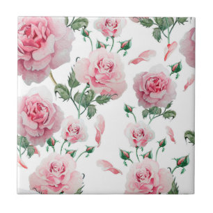 Azulejo De Cerámica Modelo rosado de los rosas de la dispersión
