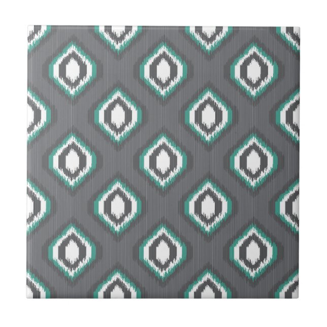 Azulejo De Cerámica Modelo tribal del ikat retro geométrico (Frente)