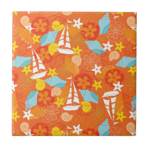 Azulejo De Cerámica Modelo tropical del velero