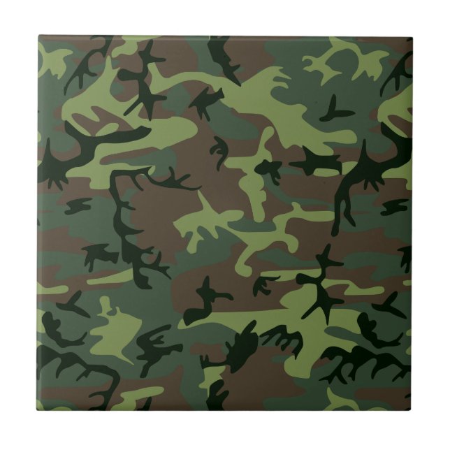 Azulejo De Cerámica Modelo verde de Camo Brown del camuflaje (Frente)