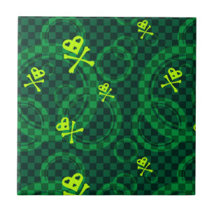 Azulejo De Cerámica Modelo verde de Emo con los círculos