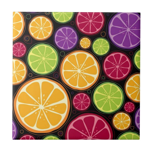 Azulejo De Cerámica Modelo y fondo anaranjados (Frente)