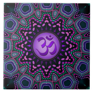 Azulejo De Cerámica Moderna Tile De Cerámica Tribal Purple Om Mandala