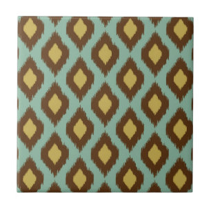 Azulejo De Cerámica Moderno amarillo azul del ikat tribal moderno