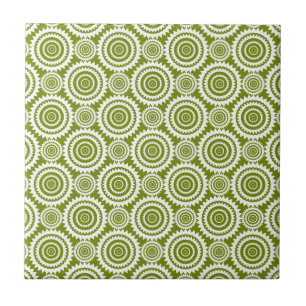 Azulejo De Cerámica Moderno Olive Green and White Geometric Pattern Ar