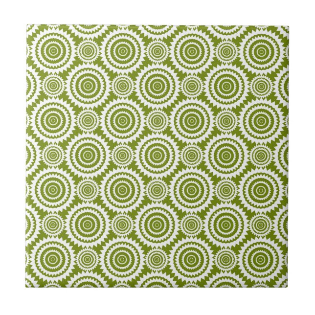 Azulejo De Cerámica Moderno Olive Green and White Geometric Pattern Ar (Frente)
