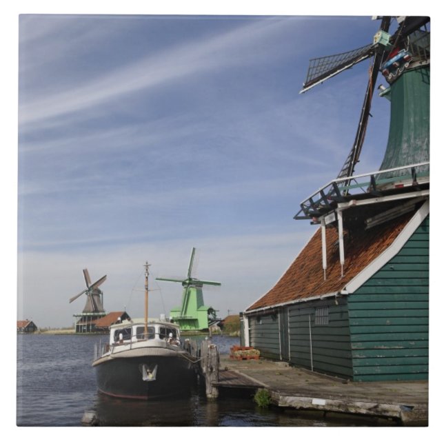 Azulejo De Cerámica Molino de viento, Zaanse Schans, Holanda (Frente)