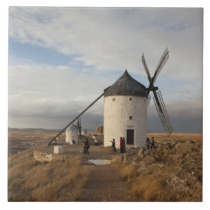 Azulejo De Cerámica Molinos de viento antiguos de La Mancha, con visit