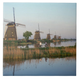 Azulejo De Cerámica Molinos de viento, Kinderdijk, Países Bajos