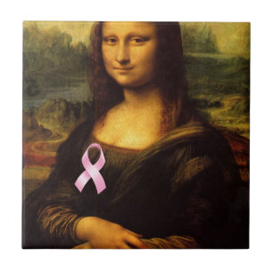 Azulejo De Cerámica Mona Lisa Con Cinta Rosa