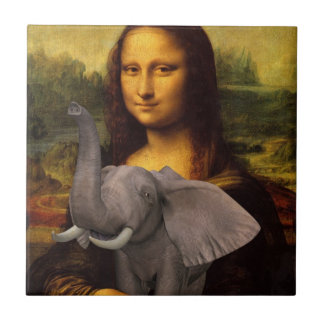 Azulejo De Cerámica Mona Lisa Con Elefante