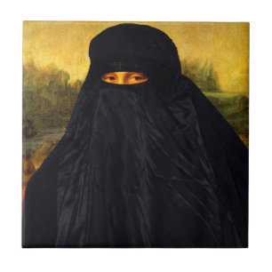 Azulejo De Cerámica Mona Lisa oculta detrás de Burqa