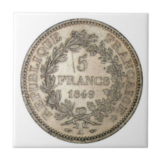 AZULEJO DE CERÁMICA MONEDA 1849 DE 5 FRANCOS