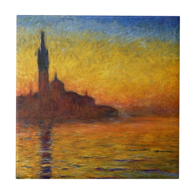 Azulejo De Cerámica Monet Sunset Venecia Colorido Impresionismo Arte (Frente)