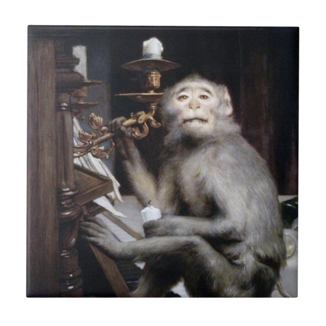 Azulejo De Cerámica Mono sonriente (Frente)