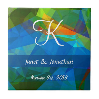 Azulejo De Cerámica Monograma abstracto del personalizable de los