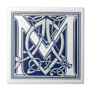Azulejo De Cerámica Monograma Celta M