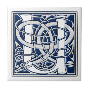 Azulejo De Cerámica Monograma Celta U